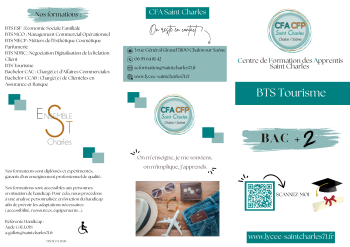 Projet d'ouverture septembre 2026 : BTS Tourisme en apprentissage - Lycée Saint Charles