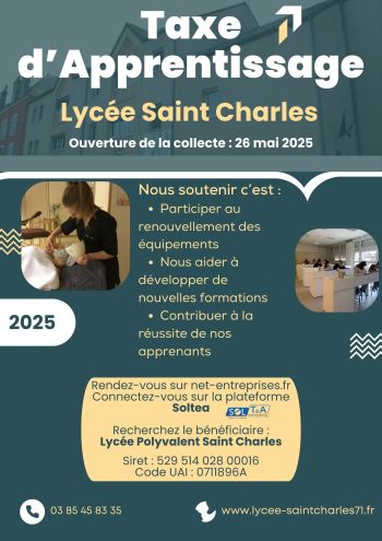 Lycée Saint Charles : Collecte de la Taxe d'Apprentissage 2025 - Lycée Saint Charles
