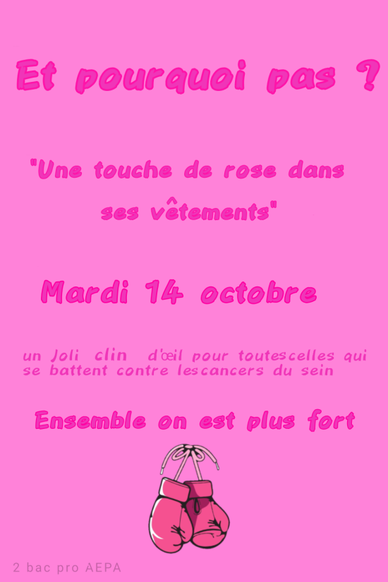 Une touche de rose dans ses vêtements - Octobre Rose - Lycée Saint Charles