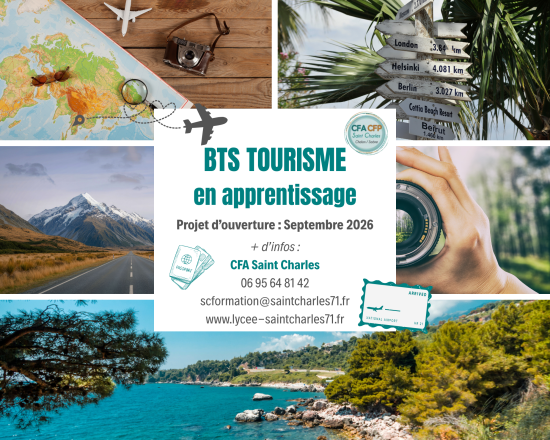 Projet d'ouverture septembre 2026 : BTS Tourisme en apprentissage - Lycée Saint Charles